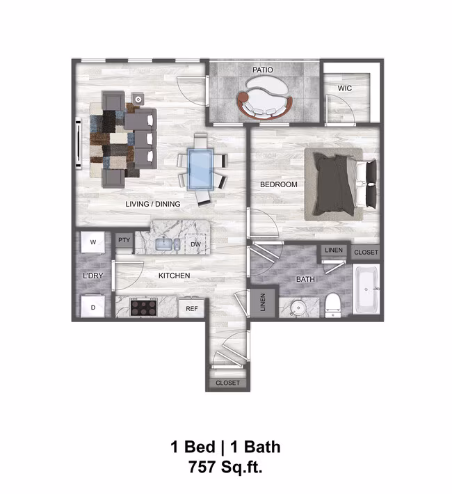 1 Bed • 1 Bath 522 floor plan